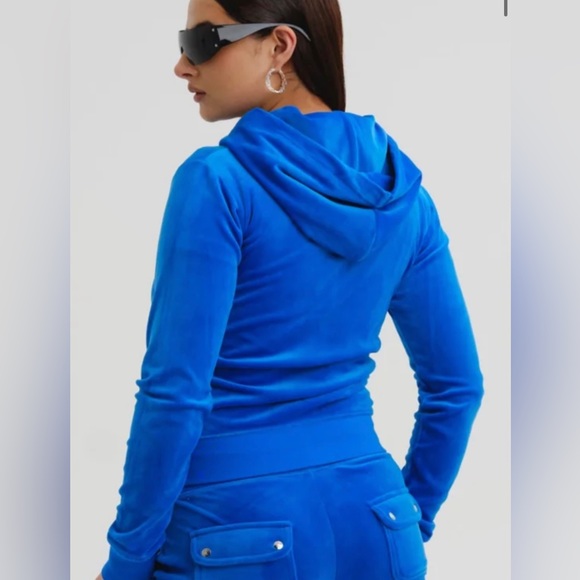 Juicy Couture Y2K Blue Velour Hooded Sweatshirt 1X - Picture 6 of 9